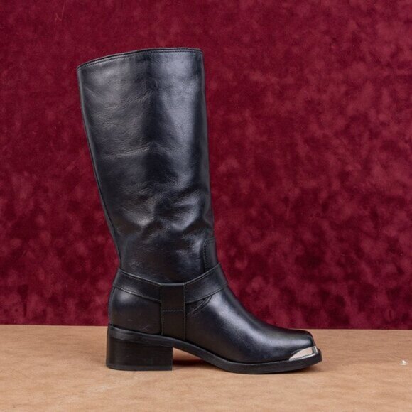 Dolce Vita Women Evi Black Leather Moto Biker Metal Harness Boots sz 6 - Picture 9 of 9